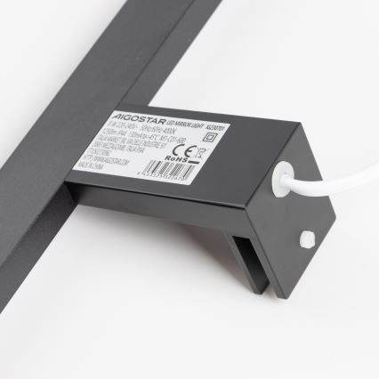 Aigostar - Φωτισμός καθρέφτη μπάνιου LED LED/8W/230V 4000K 40 cm IP44 μαύρο