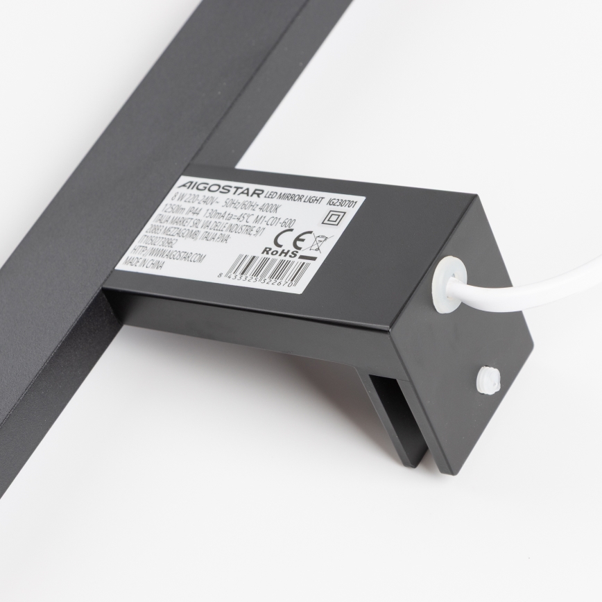 Aigostar - Φωτισμός καθρέφτη μπάνιου LED LED/8W/230V 4000K 40 cm IP44 μαύρο