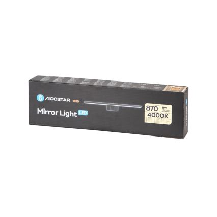 Aigostar - Φωτισμός καθρέφτη μπάνιου LED LED/8W/230V 4000K 40 cm IP44 μαύρο