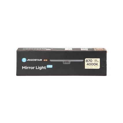 Aigostar - Φωτισμός καθρέφτη μπάνιου LED LED/8W/230V 4000K 40 cm IP44 μαύρο
