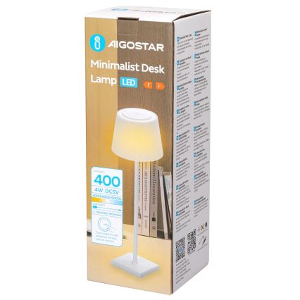 Aigostar - Επιτραπέζιο φωτιστικό LED dimmable εξωτερικού χώρου επαναφορτιζόμενο LED/4W/5V 3600mAh λευκό IP54