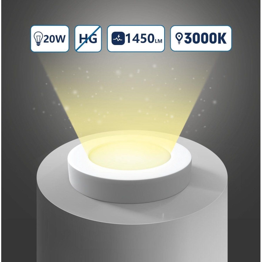 Aigostar - Φωτιστικό οροφής LED LED/20W/230V διάμετρος 24,7 cm 3000K λευκό