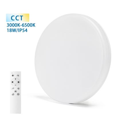 Aigostar - Φωτιστικό οροφής μπάνιου dimming LED LED/18W/230V 3000-6000K IP54 + τηλεχειριστήριο