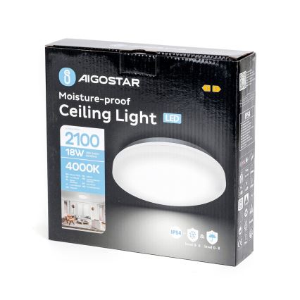 Aigostar - Φωτιστικό οροφής μπάνιου LED LED/18W/230V 4000K IP54