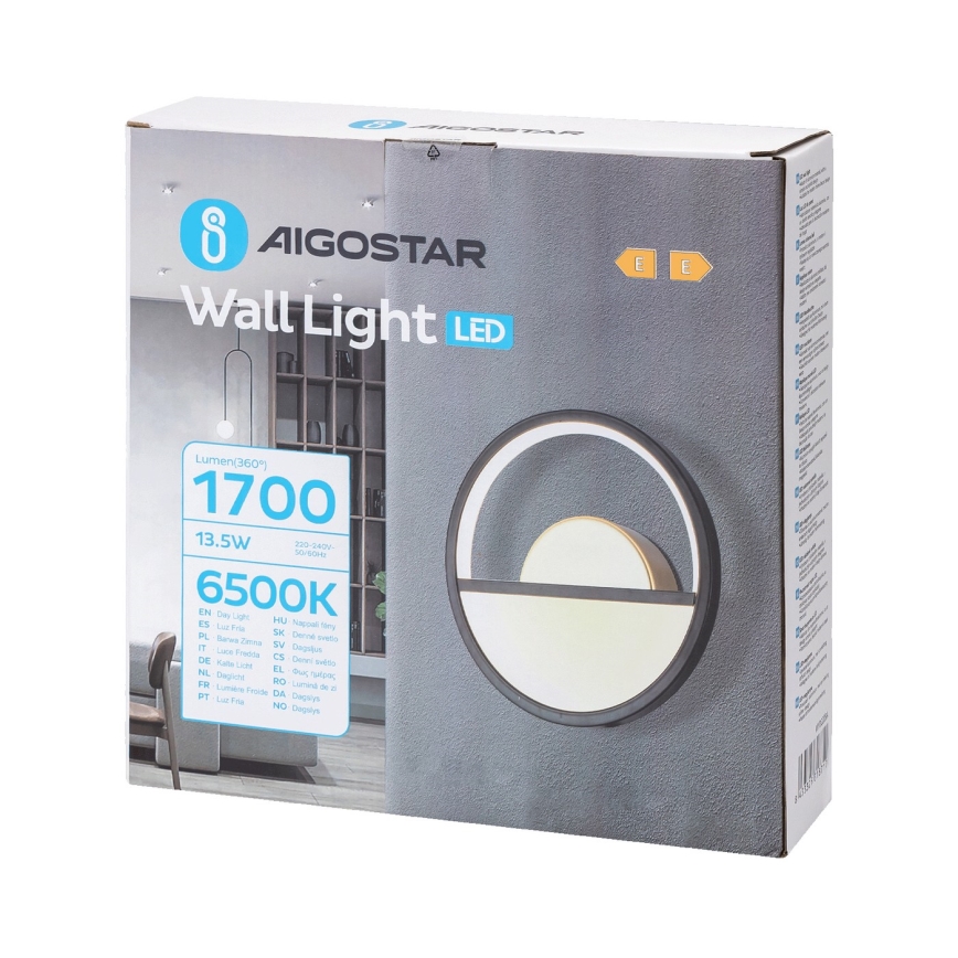 Aigostar - Φωτιστικό τοίχου LED LED/13,5W/230V 6500K μαύρο/χρυσαφί
