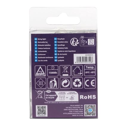 Aigostar -Χριστουγεννιάτικα λαμπάκια εξωτερικού χώρου LED 50xLED/8 λειτουργίες 3xAA 5,3m IP44 ψυχρό λευκό