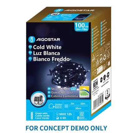 Aigostar - LED ηλιακή χριστουγεννιάτικη γιρλάντα 200xLED/8 λειτουργίες 22m IP65 ψυχρό λευκό 800 mAh