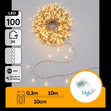 Aigostar - Χριστουγεννιάτικη γιρλάντα LED 100xLED/3xAA 10,3m ζεστό λευκό