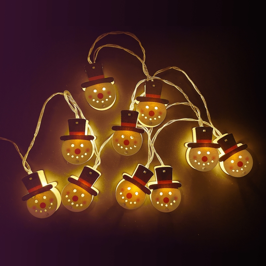Aigostar - Χριστουγεννιάτικη γιρλάντα LED 10xLED/3xAA 1,5 m ζεστό λευκό με χιονάνθρωπο