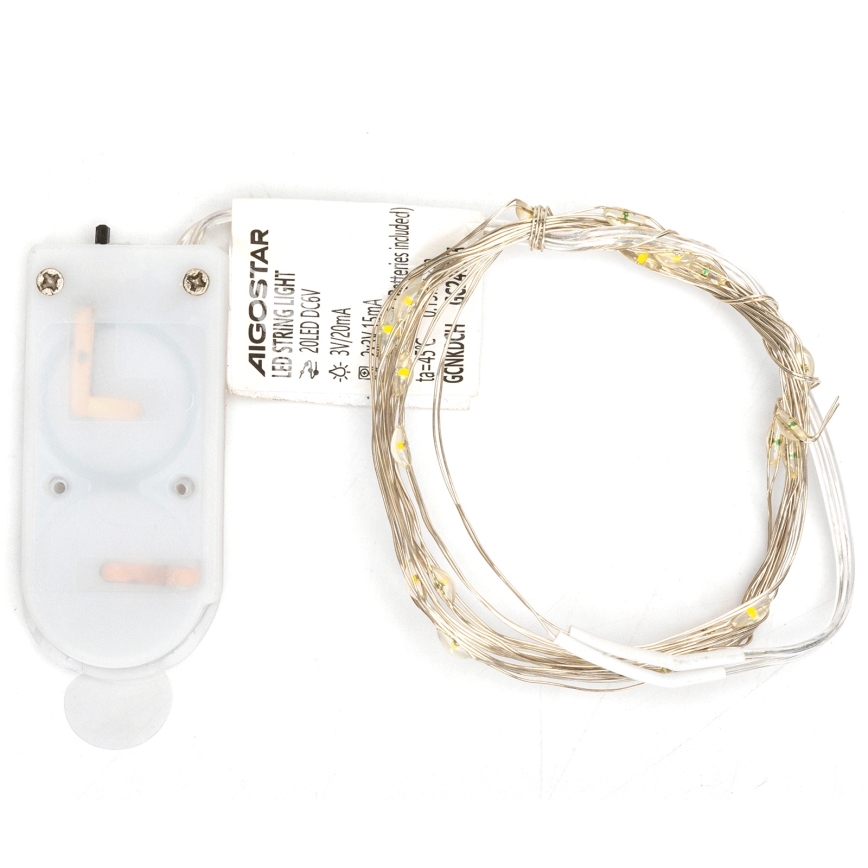Aigostar - Χριστουγεννιάτικη γιρλάντα LED 20xLED/2x3V 2m θερμό λευκό