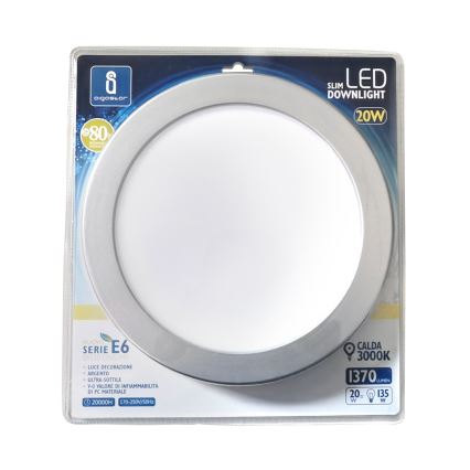 Aigostar - Χωνευτό Φωτιστικό LED ULTRATHIN LED/20W/230V 3000K ματ χρώμιο