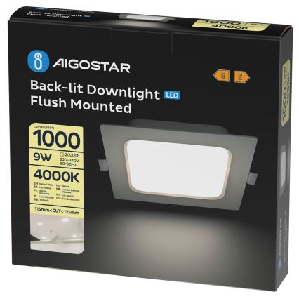Aigostar - Χωνευτό φωτιστικό οροφής LED/9W/230V 4000K 14,5x14,5 cm λευκό