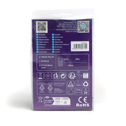 Aigostar - Χριστουγεννιάτικα λαμπάκια LED 100xLED/3xAA 10,3m ψυχρό λευκό