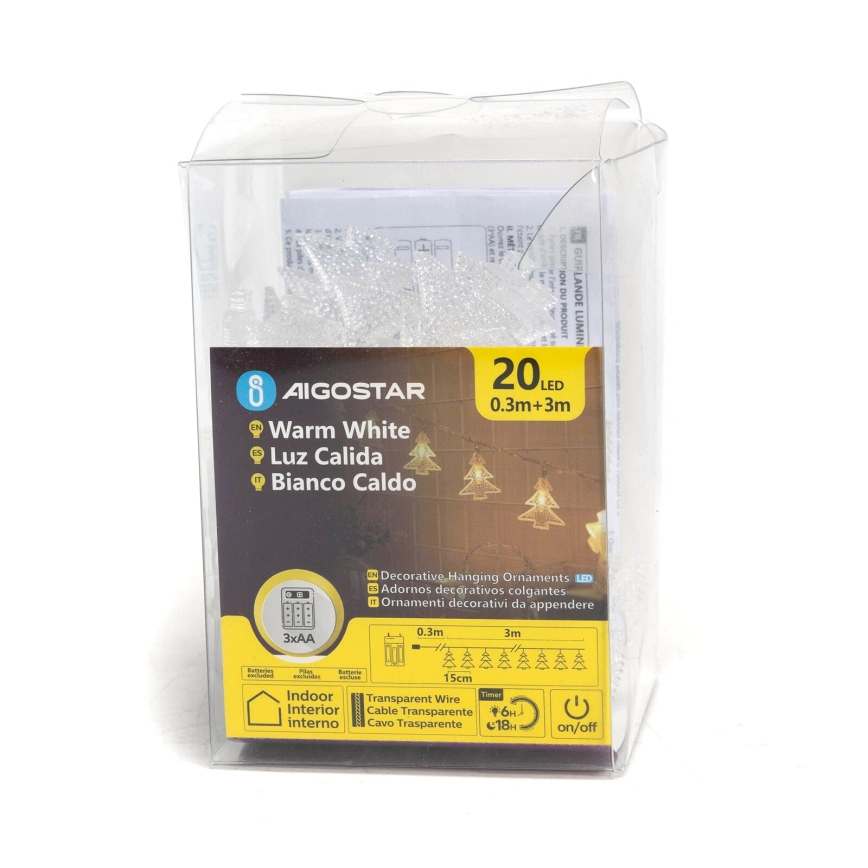 Aigostar - Χριστουγεννιάτικα λαμπάκια LED 20xLED/3xAA 3,3m δέντρα
