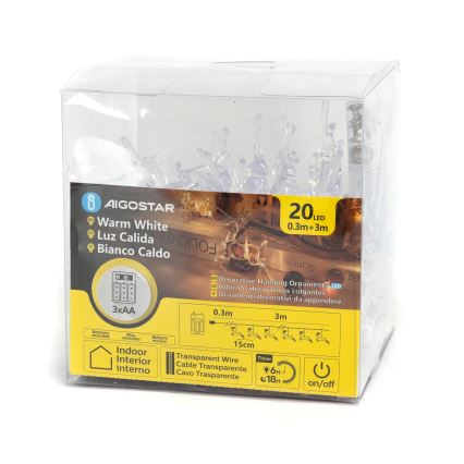 Aigostar - Χριστουγεννιάτικα λαμπάκια LED 20xLED/3xAA 3,3m τάρανδοι