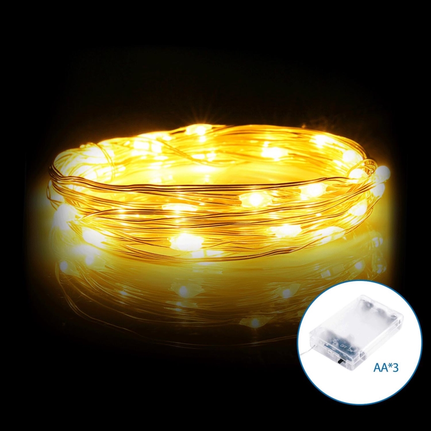 Aigostar - Χριστουγεννιάτικα λαμπάκια LED 50xLED/3xAA 5,3m θερμό λευκό