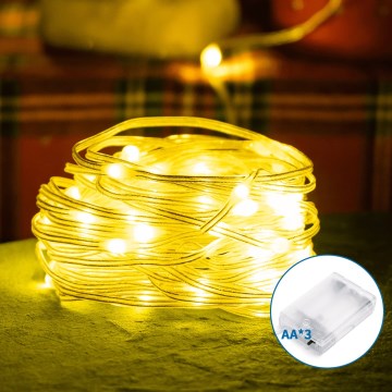 Aigostar - Χριστουγεννιάτικα λαμπάκια LED 50xLED/3xAA 5,3m θερμό λευκό