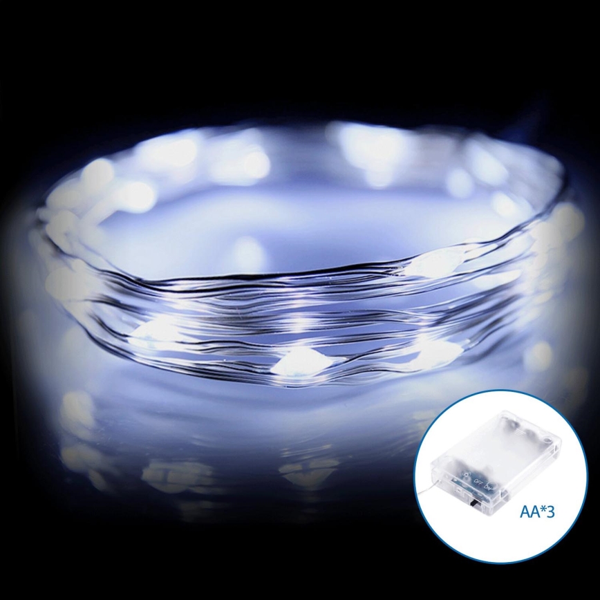 Aigostar - Χριστουγεννιάτικα λαμπάκια LED 50xLED/3xAA 5,3m ψυχρό λευκό