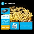 Aigostar - Χριστουγεννιάτικα λαμπάκια εξωτερικού χώρου LED 50xLED/8 λειτουργίες 8m IP44 θερμό λευκό