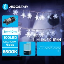 Aigostar - Χριστουγεννιάτικη φωτεινή αλυσίδα εξωτερικού χώρου LED 100xLED/8 λειτουργίες 13m IP44 ψυχρό λευκό