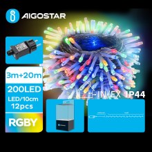 Aigostar - Χριστουγεννιάτικη φωτεινή αλυσίδα εξωτερικού χώρου LED 200xLED/8 λειτουργίες 23m IP44 πολύχρωμα