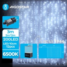Aigostar - Χριστουγεννιάτικη φωτεινή αλυσίδα εξωτερικού χώρου LED 200xLED/8 λειτουργίες 5x2m IP44 ψυχρό λευκό