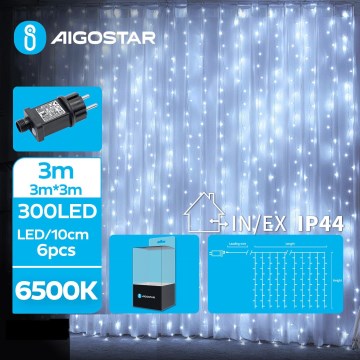 Aigostar - Χριστουγεννιάτικη φωτεινή αλυσίδα εξωτερικού χώρου LED 300xLED/8 λειτουργίες 6x3m IP44 ψυχρό λευκό