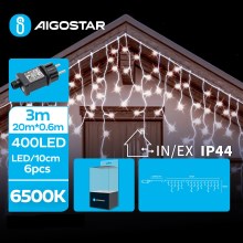 Aigostar - Χριστουγεννιάτικη φωτεινή αλυσίδα εξωτερικού χώρου LED 400xLED/8 λειτουργίες 23x0,6m IP44 ψυχρό λευκό