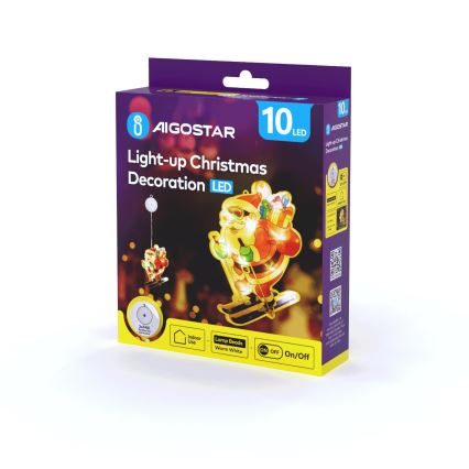 Aigostar - Χριστουγεννιάτικο διακοσμητικό LED LED/3xAAA Άγιος Βασίλης με σκι 23cm