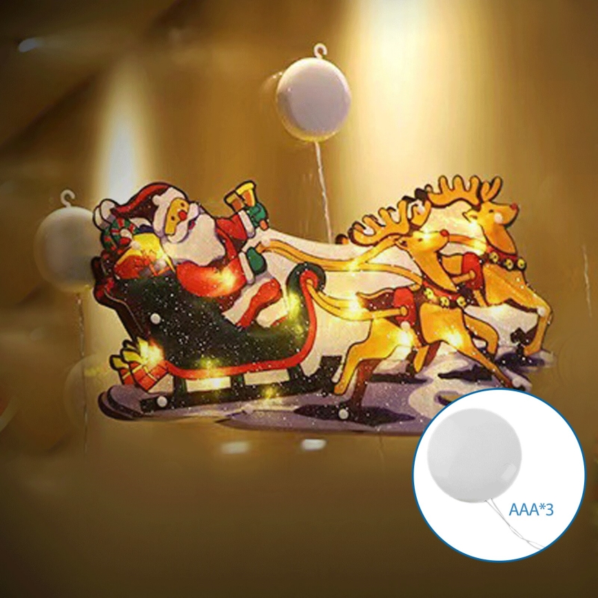 Aigostar - Χριστουγεννιάτικο διακοσμητικό LED LED/3xAAA Άγιος Βασίλης με ταράνδους 13,4cm