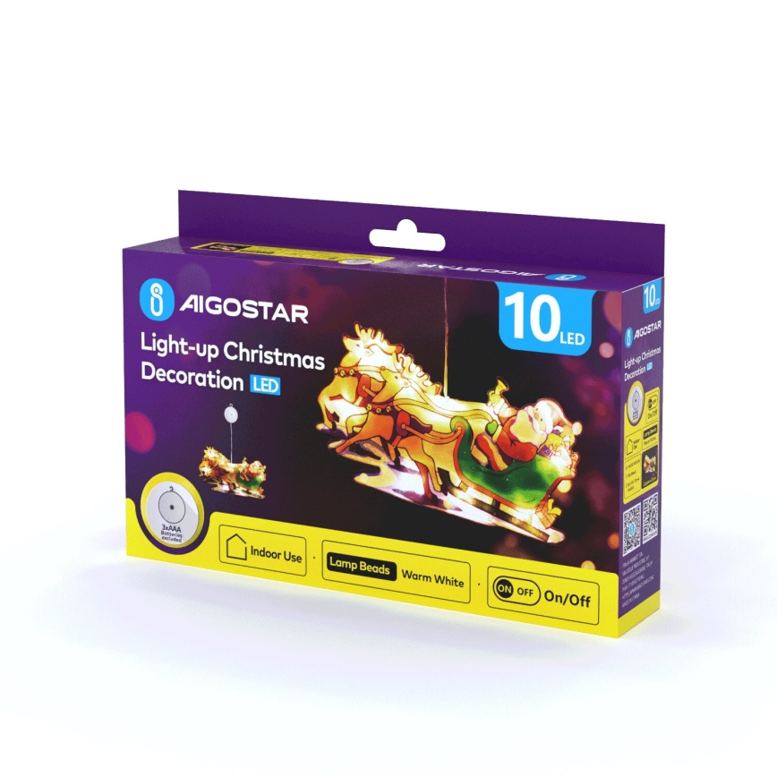 Aigostar - Χριστουγεννιάτικο διακοσμητικό LED LED/3xAAA Άγιος Βασίλης με ταράνδους 13,4cm