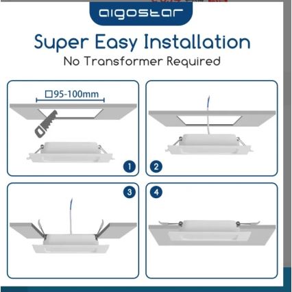 Aigostar - Χωνευτό LED φωτιστικό οροφής LED/6W/230V 6500K 12x12 cm λευκό