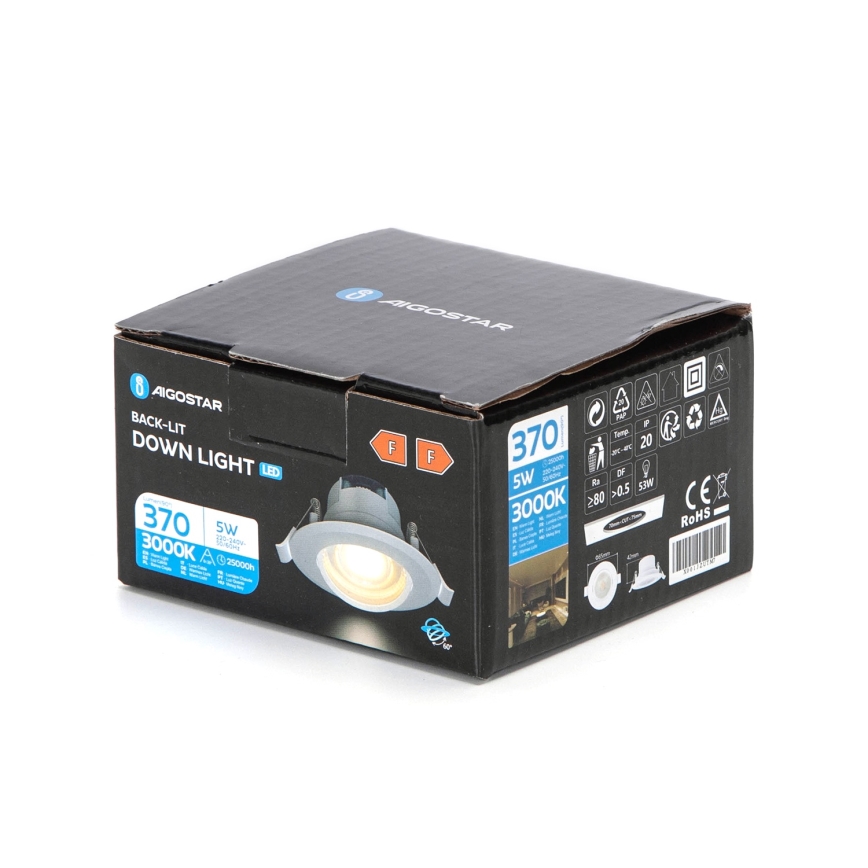 Aigostar - Χωνευτό φωτιστικό LED 5W/230V, 3000K, Ø 8,5 cm, λευκό