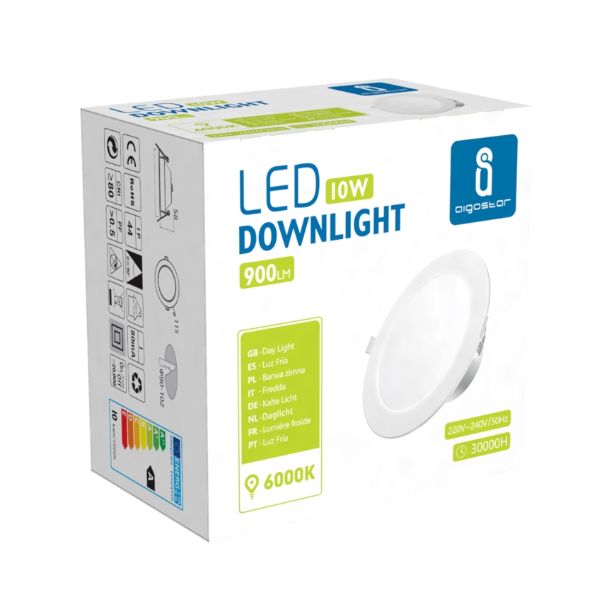 Aigostar - Χωνευτό Φωτιστικό μπάνιου LED LED/10W/230V 6000K IP44 διάμετρος 11,5 cm λευκό