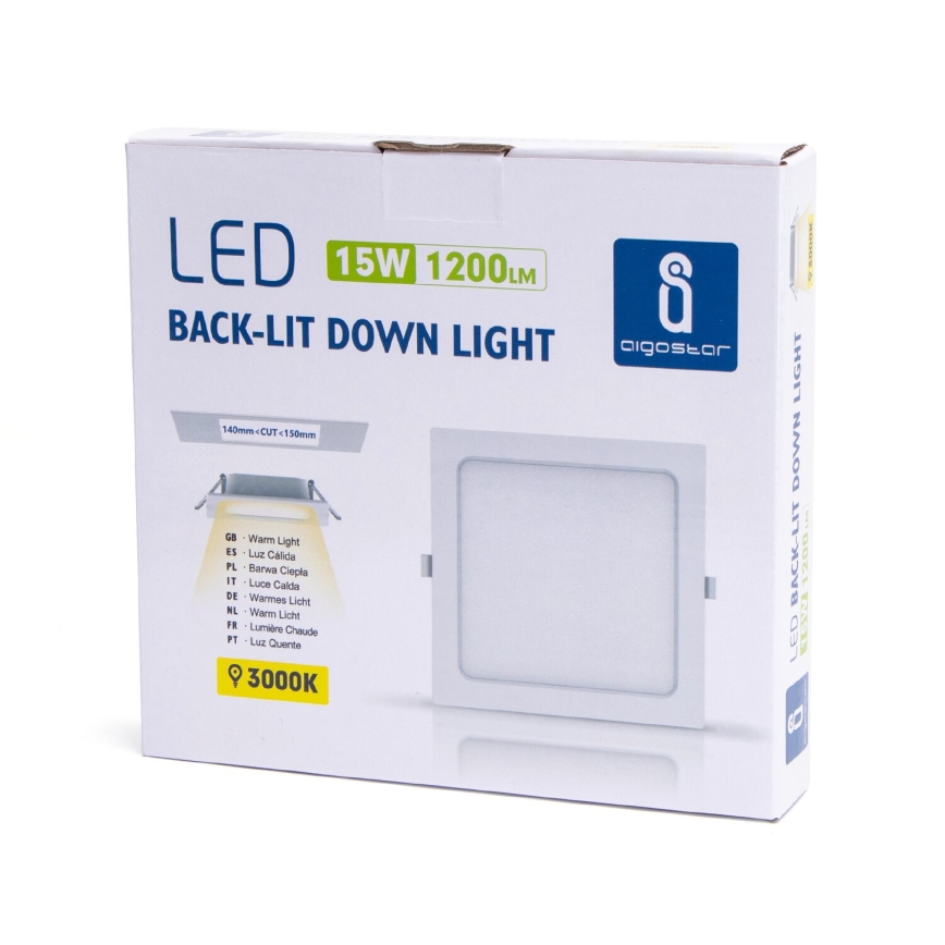 Aigostar - Χωνευτό Φωτιστικό LED LED/15W/230V 17,5x17,5 cm 3000K λευκό