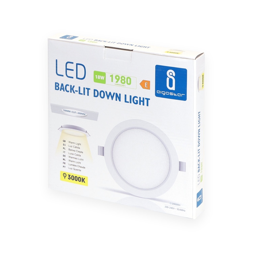Aigostar - Χωνευτό Φωτιστικό LED LED/18W/230V 3000K διάμετρος 27,5 cm λευκό