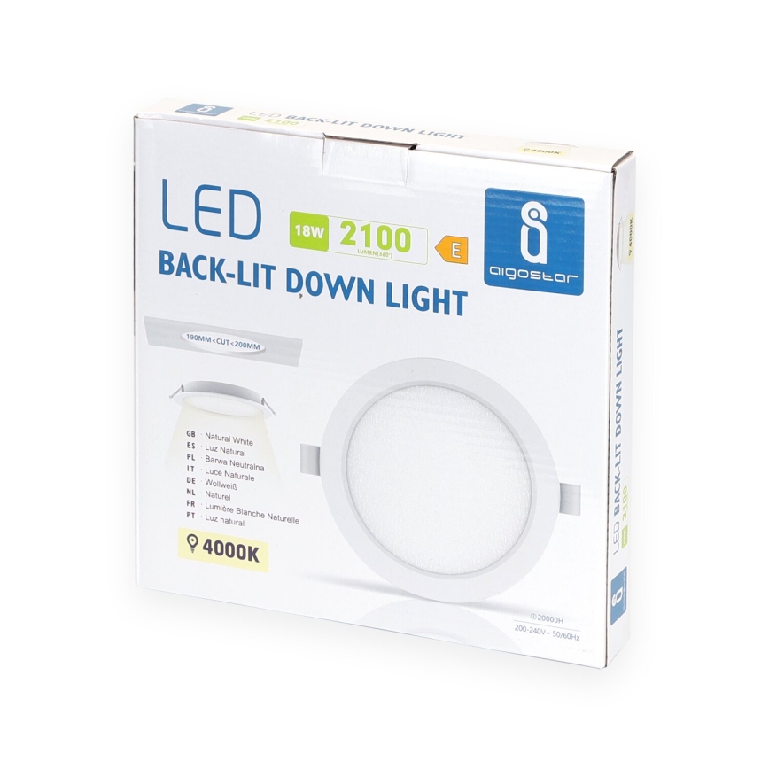 Aigostar - Χωνευτό Φωτιστικό LED LED/18W/230V 4000K διάμετρος 22 cm λευκό