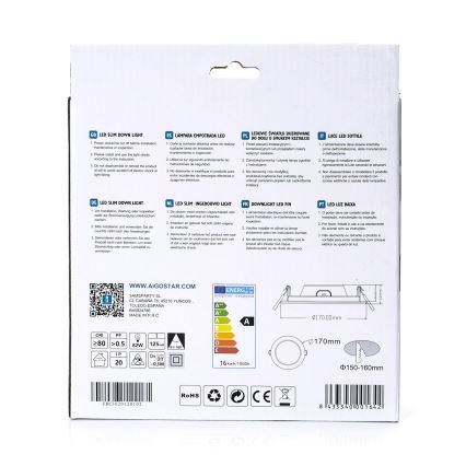 Aigostar - Χωνευτό Φωτιστικό LED ULTRATHIN LED/16W/230V 6000K λευκό