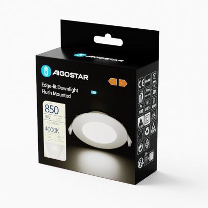 Aigostar - Χωνευτό Φωτιστικό LED ULTRATHIN LED/9W/230V 4000K λευκό