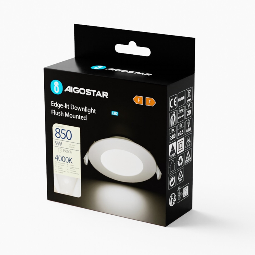 Aigostar - Χωνευτό Φωτιστικό LED ULTRATHIN LED/9W/230V 4000K λευκό