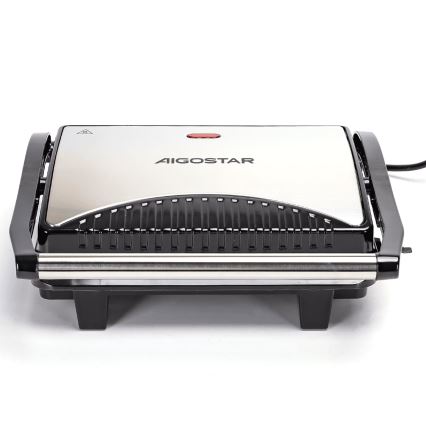 Aigostar - Ψησταριά/Γκριλιέρα 1000W/230V μαύρο/ματ χρώμιο