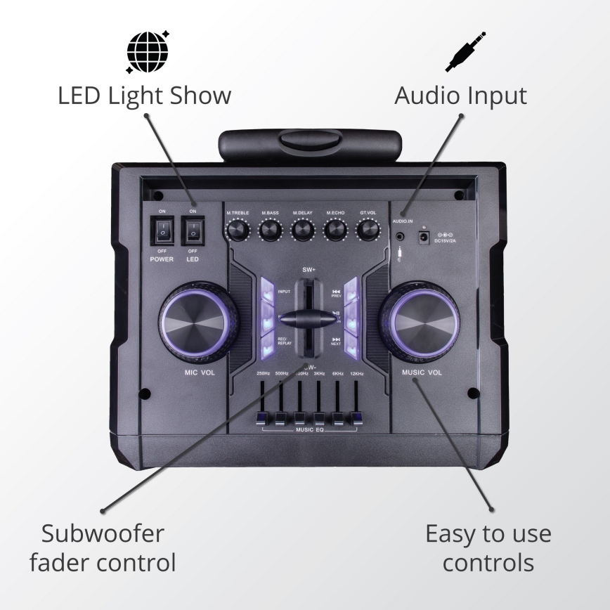 AKAI ABTS-112 - Ασύρματο ηχείο 300W/230V με μπαταρία 7000 mAh + τηλεχειριστήριο
