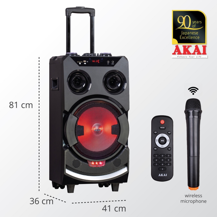 AKAI ABTS-112 - Ασύρματο ηχείο 300W/230V με μπαταρία 7000 mAh + τηλεχειριστήριο