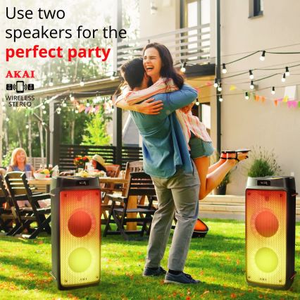 AKAI PARTY BOX 810 - Ασύρματο ηχείο 65 W / 230 V, μπαταρία 5000 mAh + τηλεχειριστήριο