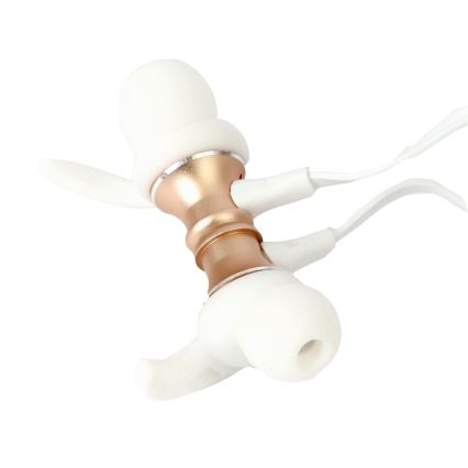 Ακουστικά Bluetooth με μικρόφωνο και αναπαραγωγέα MicroSD 80 mAh λευκό/χρυσό