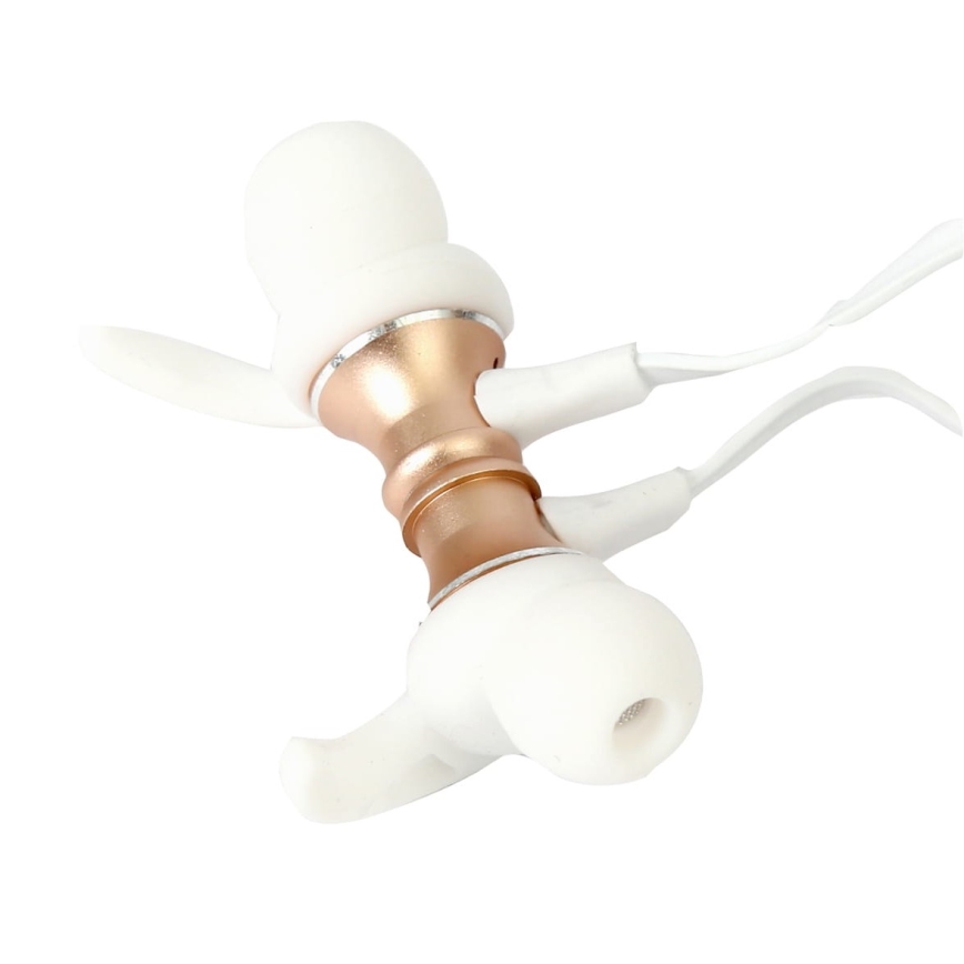 Ακουστικά Bluetooth με μικρόφωνο και αναπαραγωγέα MicroSD 80 mAh λευκό/χρυσό