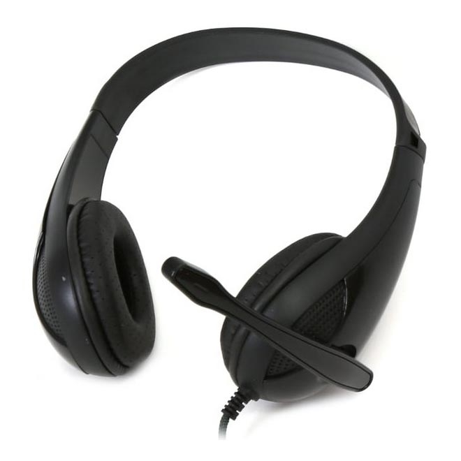 Ακουστικά κεφαλής με μικρόφωνο μαύρα