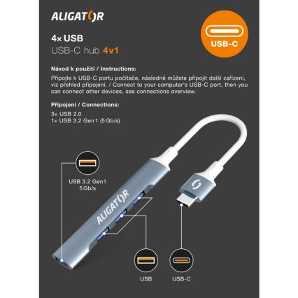 Aligator AHUB002 - USB-C hub 4 σε 1