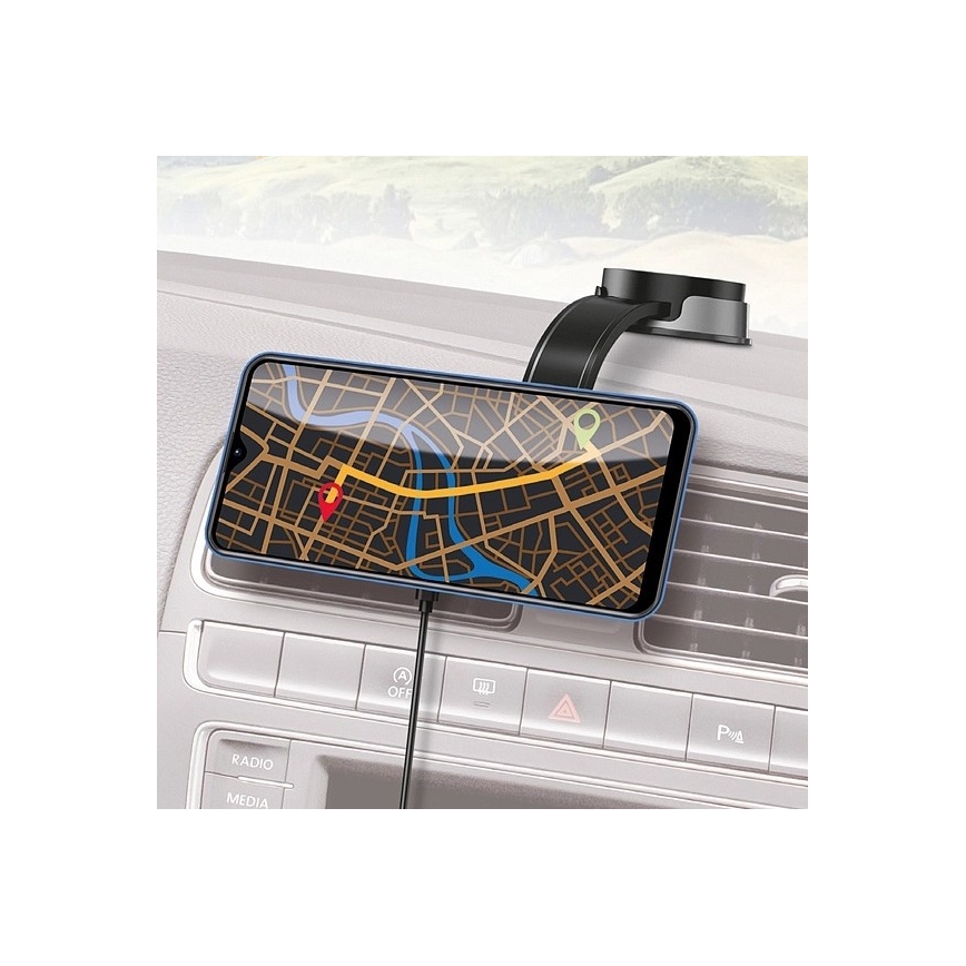 Aligator AMS07BK - Βάση κινητού για αυτοκίνητο με εύκαμπτο βραχίονα MagSafe, μαύρη