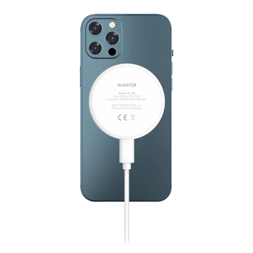 Aligator AMS08WT - Ασύρματος φορτιστής MagSafe 3 σε 1 15W λευκός